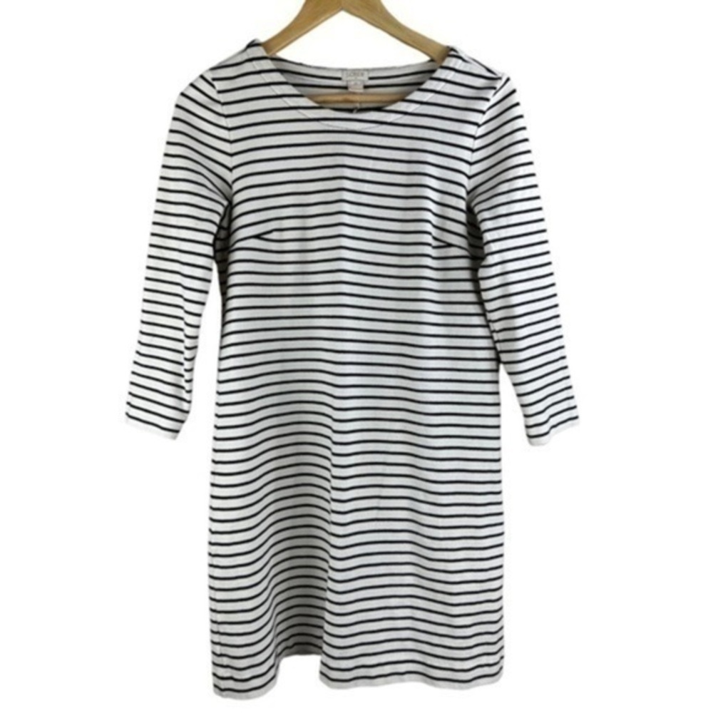 J Crew Maritime Dress White Black Stripes XS